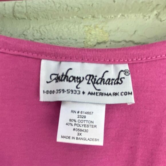 Anthony Richards Women's 3X Pink V-Neck Pleat Front Blouse - Picture 6 of 7